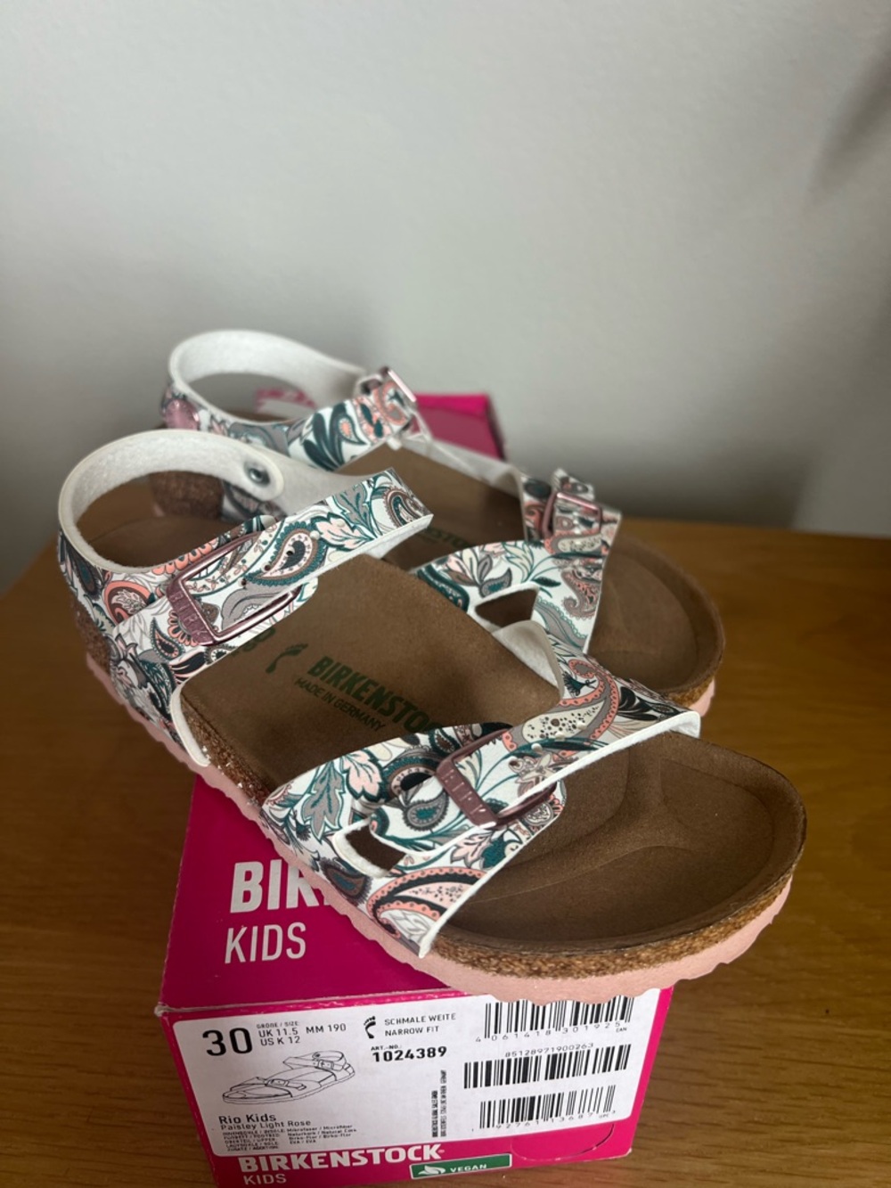 Birkenstock Rio Kids Paisley Light Rose Sandals Size 30 US K 12